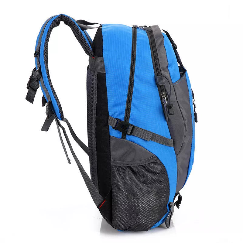 Adjustable outdoor mountaineering backpack in various colors with waterproof nylon material