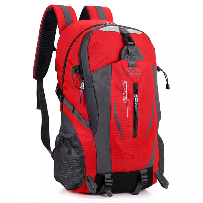 Adjustable outdoor mountaineering backpack in various colors with waterproof nylon material