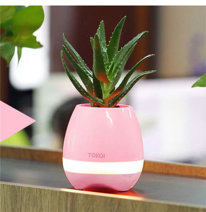 Touch-sensitive music vase desktop audio in pink, blue, or white