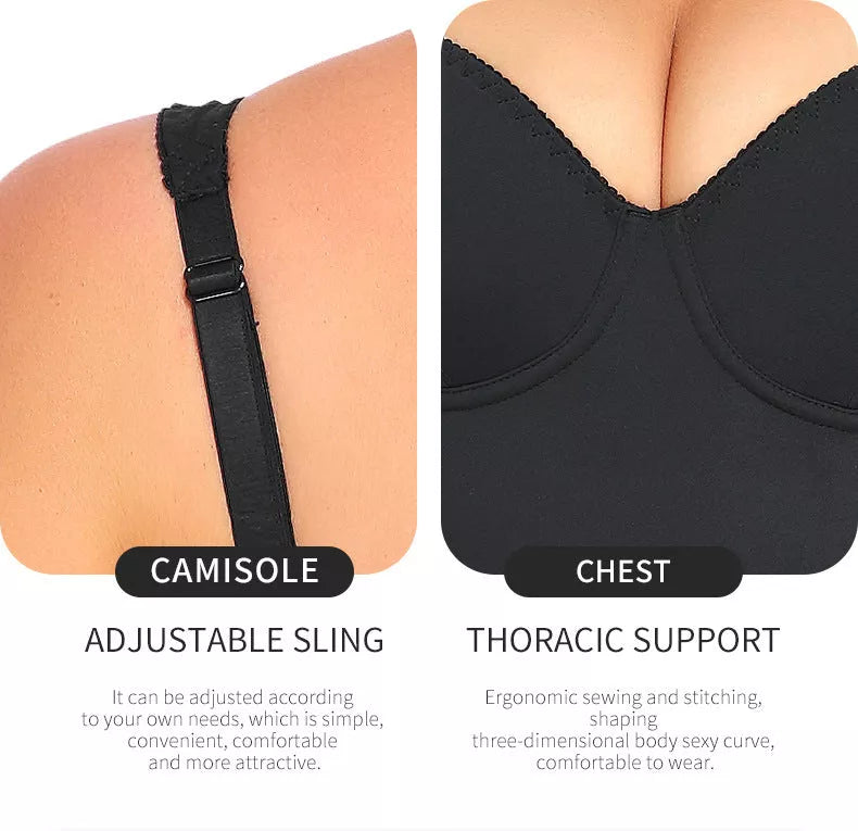 Black jumpsuit shapewear with free bra for sports, sizes S to 4XL