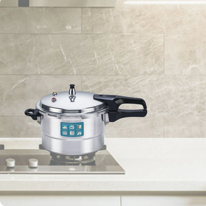 White aluminium alloy pressure cooker with 22cm diameter and double sole bottom for gas and induction cooktops