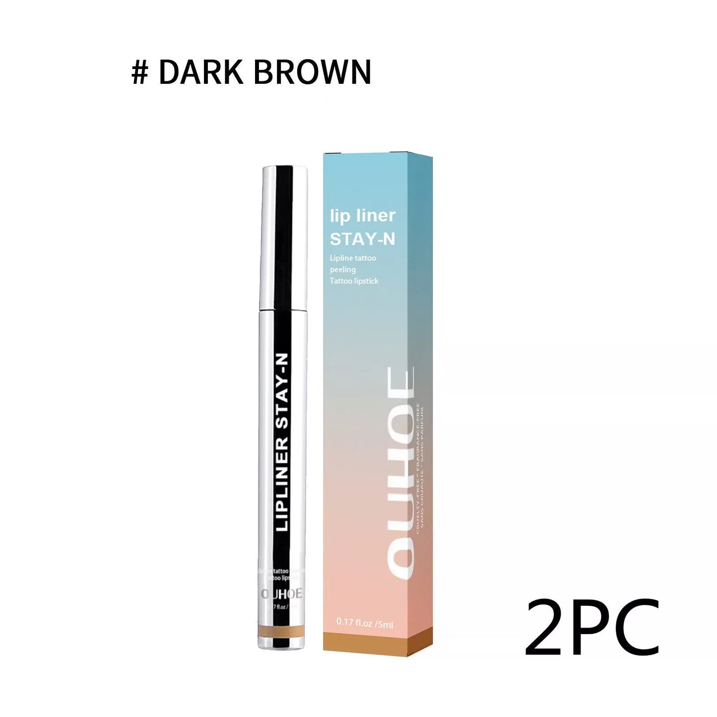 Dark brown waterproof lip liner pen with precision tip for long-lasting lip definition