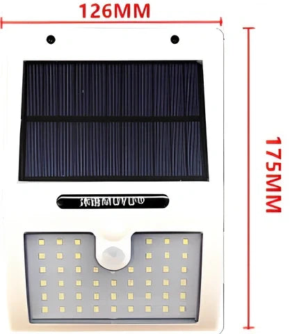 Solar sensor light in black ABS plastic with 20 LEDs and infrared motion detection, package 130x102x55mm