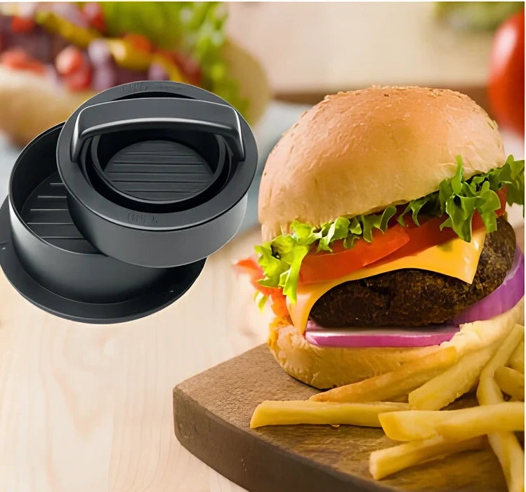 Square burger press with non-stick coating creating uniform 12.5cm patties