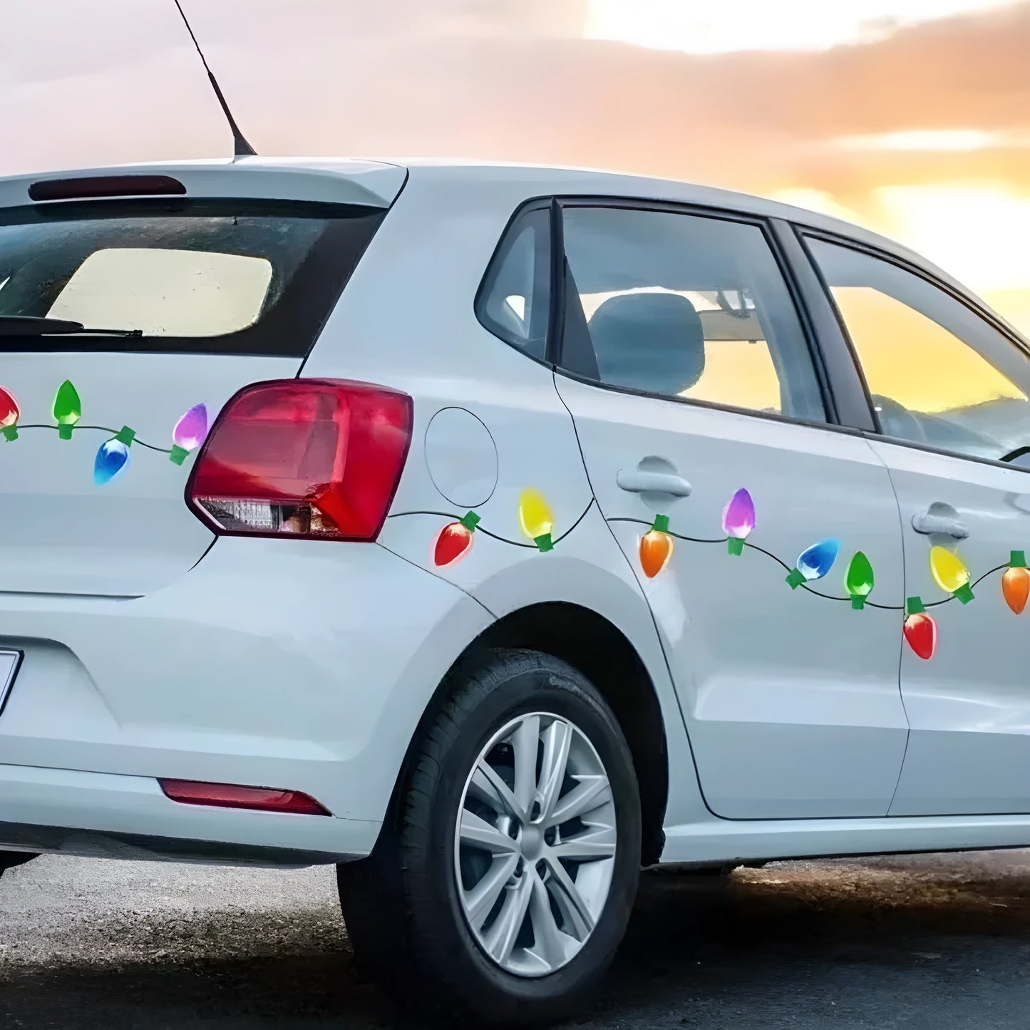 Christmas light bulb magnetic sticker set with 24 bulbs and 12 connecting wires for car refrigerator decoration