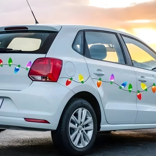 Christmas light bulb magnetic sticker set with 24 bulbs and 12 connecting wires for car refrigerator decoration