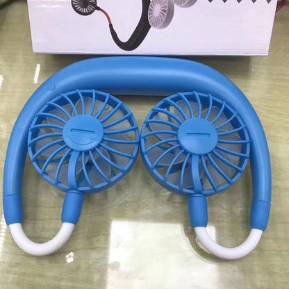 Portable USB charging fan with hanging neck design in various colors