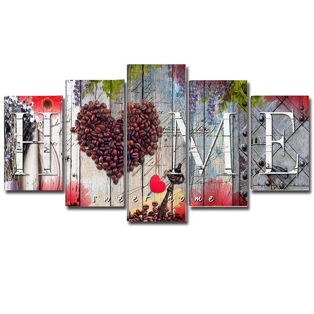 Red home sweet home oil painting print on canvas wall art in multiple sizes