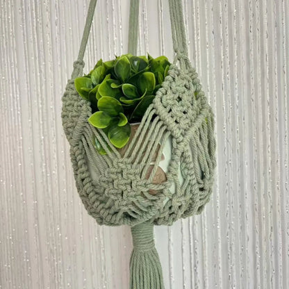 Hand-woven polyester cotton flower pot in brown colour showing 30cm diameter and woven texture detail
