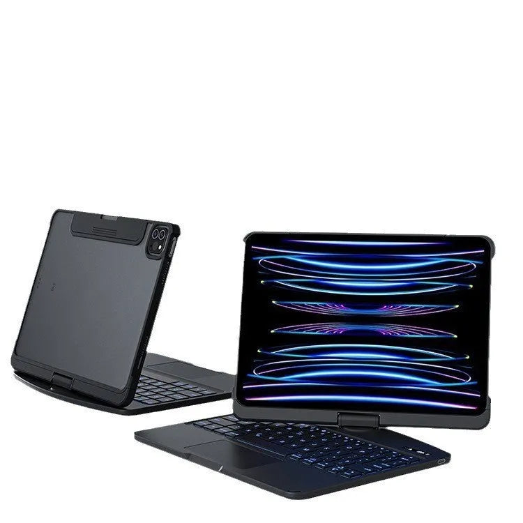 Transparent protective case with integrated wireless keyboard for iPad Pro and iPad Air tablets