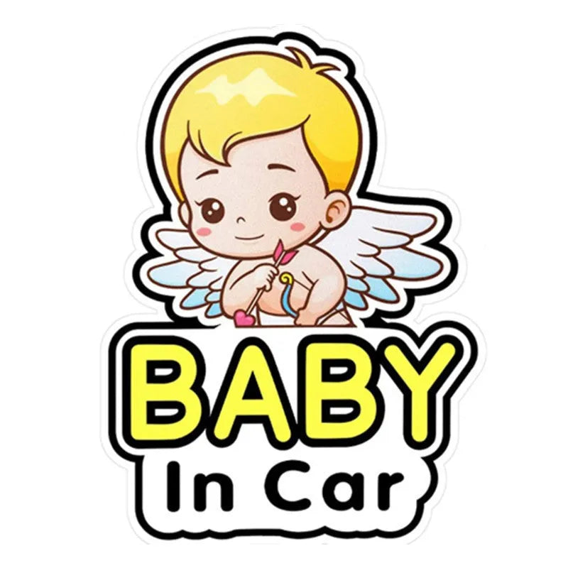 Baby On Board reflective car sticker B033 with PET material in multiple baby-themed designs