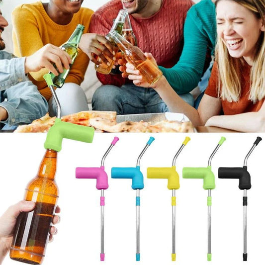 Stainless Steel Beer Snorkel Bong with various color options, designed for fast and fun drinking experiences