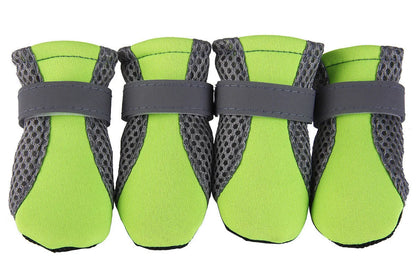 Teddy dog shoes in pink, black or green with reflective double magic wand strap and rubber sole, sizes S to XL