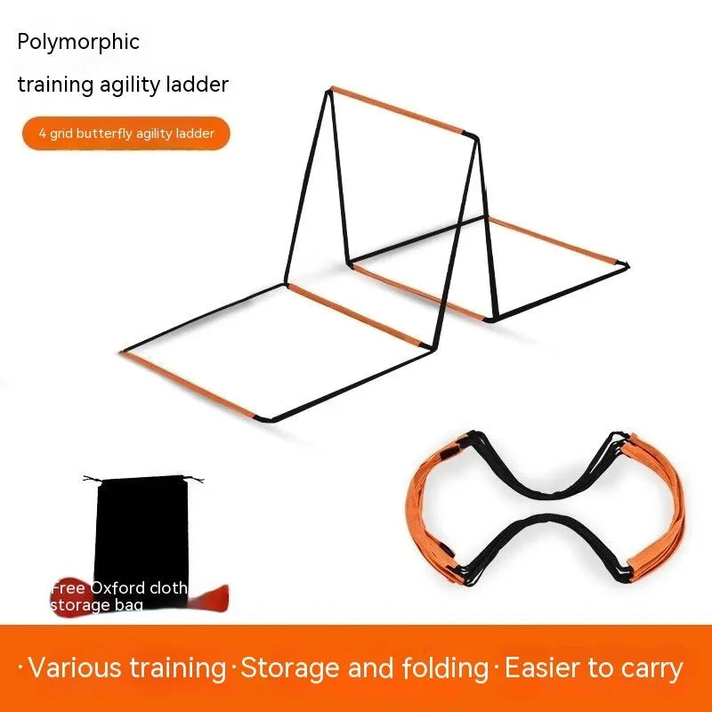 Plastic butterfly agility training rope ladder set laid flat for youth fitness drills.