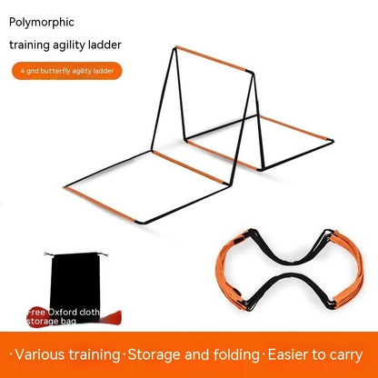 Plastic butterfly agility training rope ladder set laid flat for youth fitness drills.
