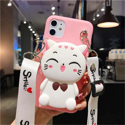 Cartoon camouflage pattern Huawei silicone wallet case with card slots in multiple colours