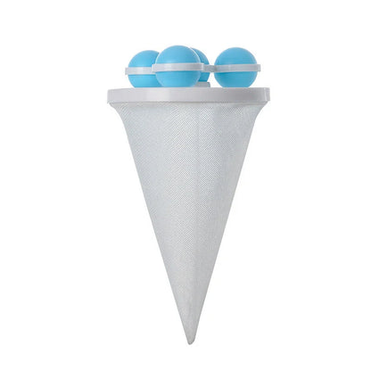 Ultra-fine mesh washing machine lint catcher in purple, blue, and pink