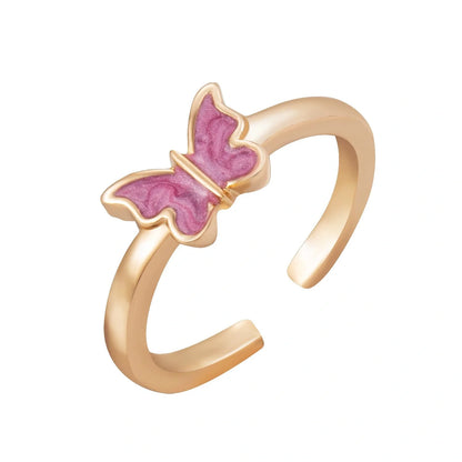 Trendy Adjustable Butterfly Couple Rings Set in gold and silver, perfect for punk style lovers