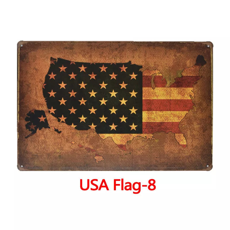 Retro tin painting wall decoration with American nostalgia theme, 30x20cm