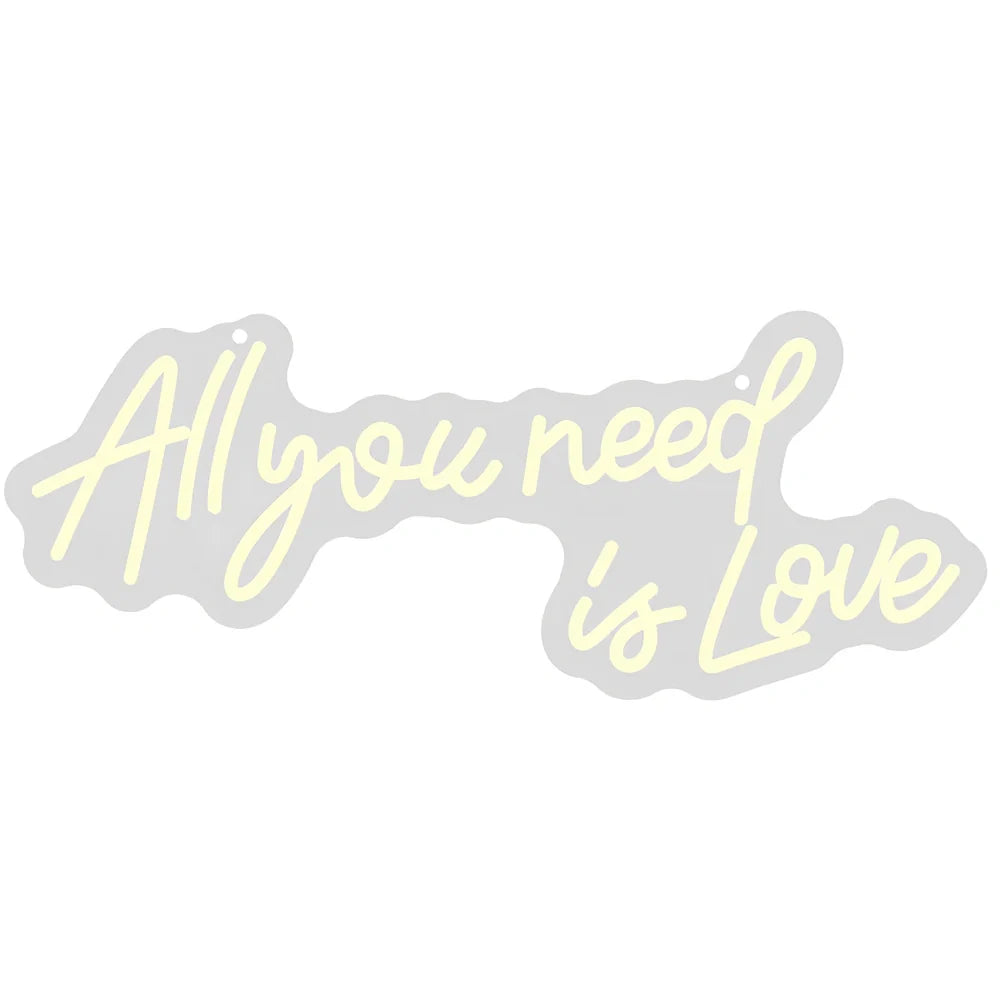 LED neon bedroom sign with warm white lighting measuring 580x230mm with acrylic housing