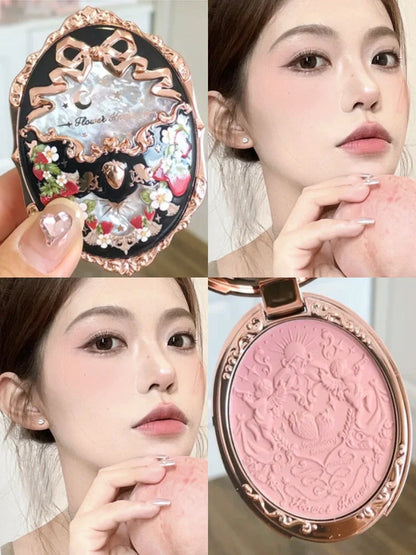 Flower Knows Strawberry Rococo Series Embossed Blush Velvet Matte Lip Glaze in retro perfume bottle design