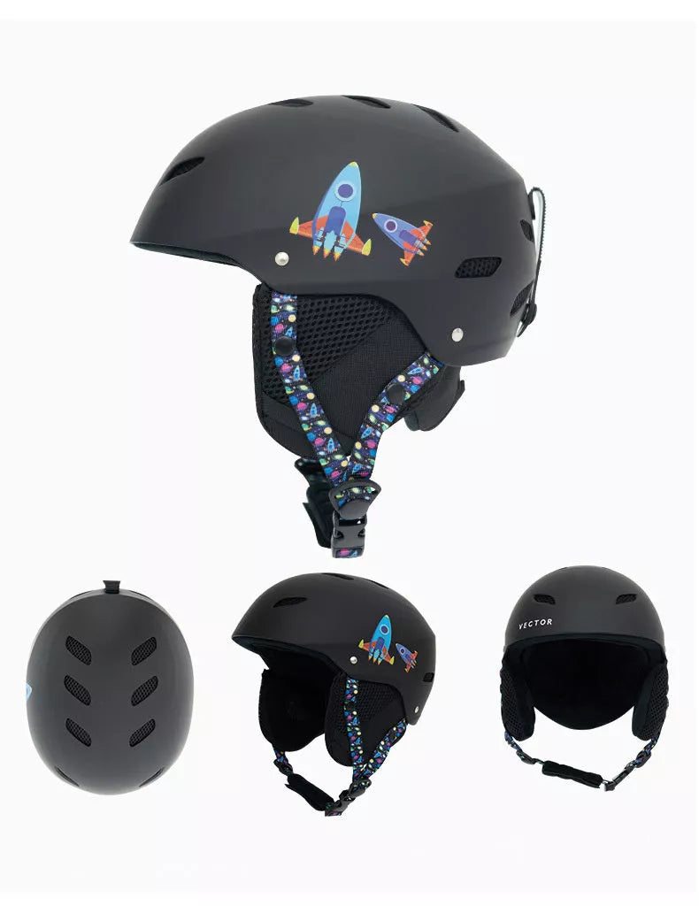 Child ski protective helmet in various colors with EPS+ABS hard shell for safety
