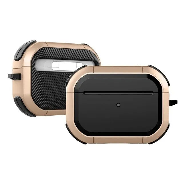 Black TPU and PC protective shell case for Apple AirPods 1, 2, and AirPods Pro charging case