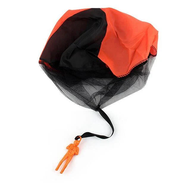 Colorful paratrooper toy parachute with soldier figure, designed for outdoor fun and educational play