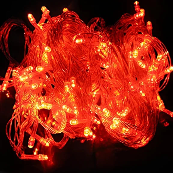 LED fairy string lights with multicolour bulbs on flexible copper wire for holiday decoration