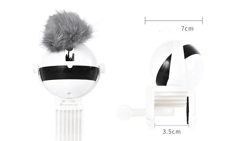 Interactive electronic motion cat toy with real fur ball for engaging playtime