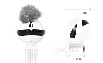 Interactive electronic motion cat toy with real fur ball for engaging playtime