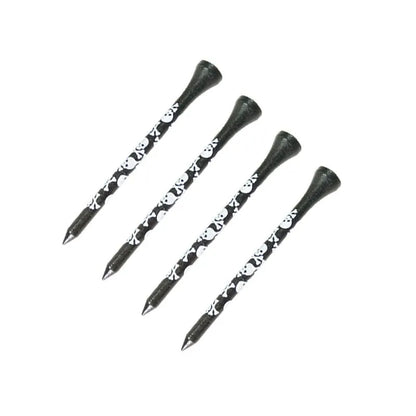 Black bamboo golf dowel pins with skull print in 70mm and 83mm sizes