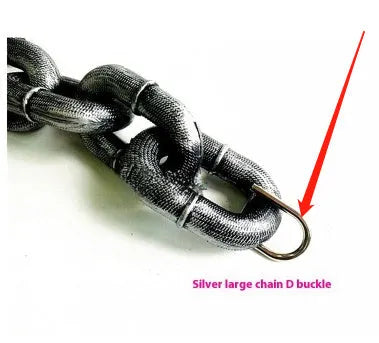 Plastic-coated iron chain dog leash in antique silver colour with D-ring connection