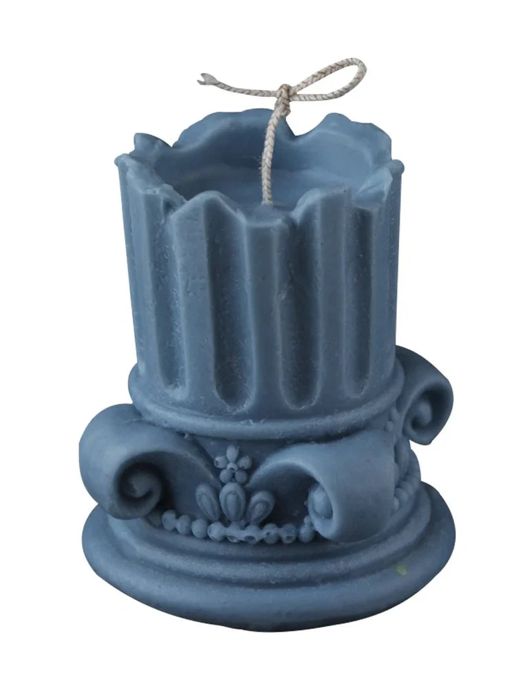 Roman column D candle mould showing 7.6cm by 8cm dimensions for DIY scented candles