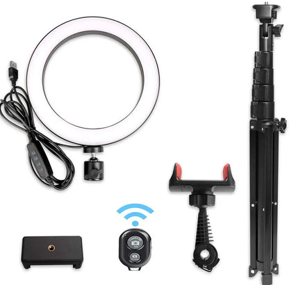 10-inch ring light with 26cm LED diameter on adjustable tripod stand for photography