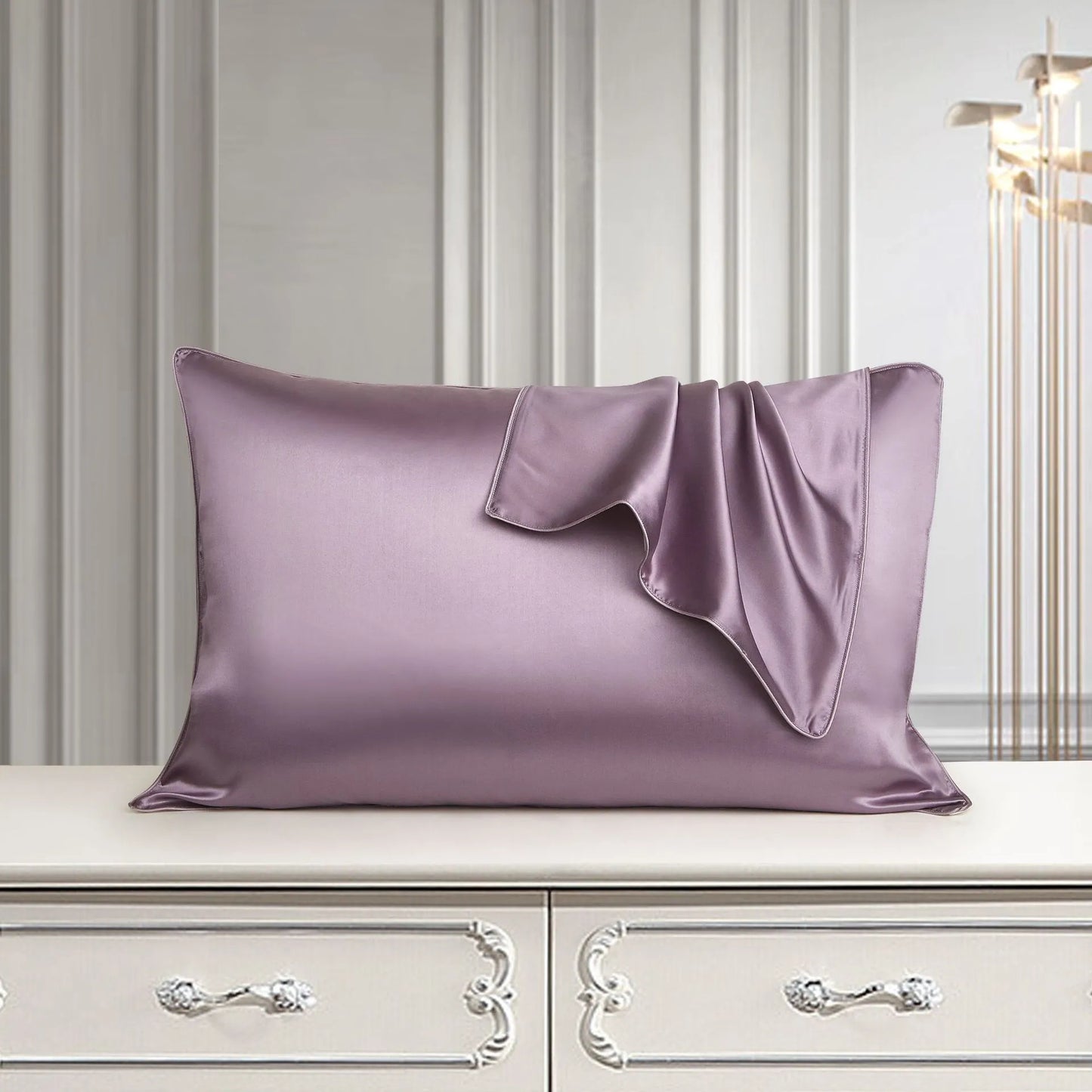Mulberry silk pillowcase 48x74cm in palace luxury style with inlaid rope weave texture.