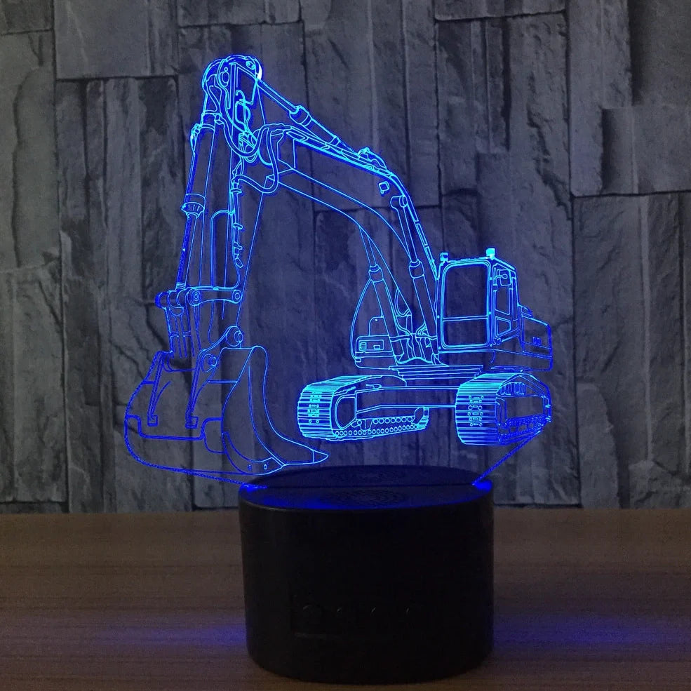 3D night light with touch control showing seven colour options on acrylic panel with ABS base