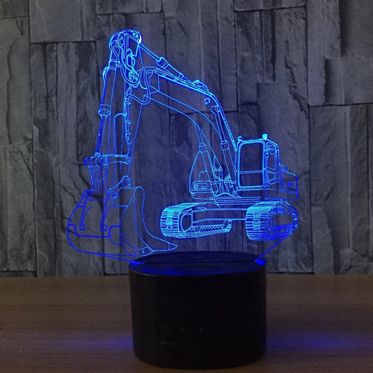 3D night light with touch control showing seven colour options on acrylic panel with ABS base