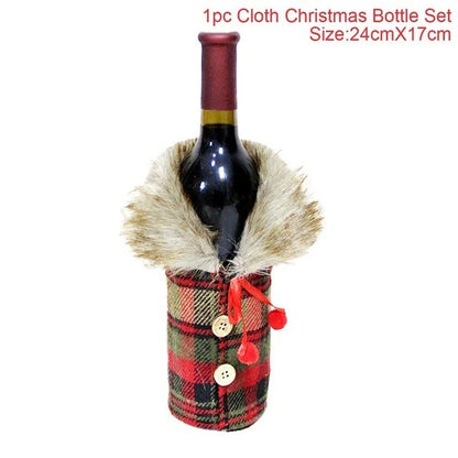 Festive Christmas wine bottle socks in vibrant colors, perfect for holiday decor