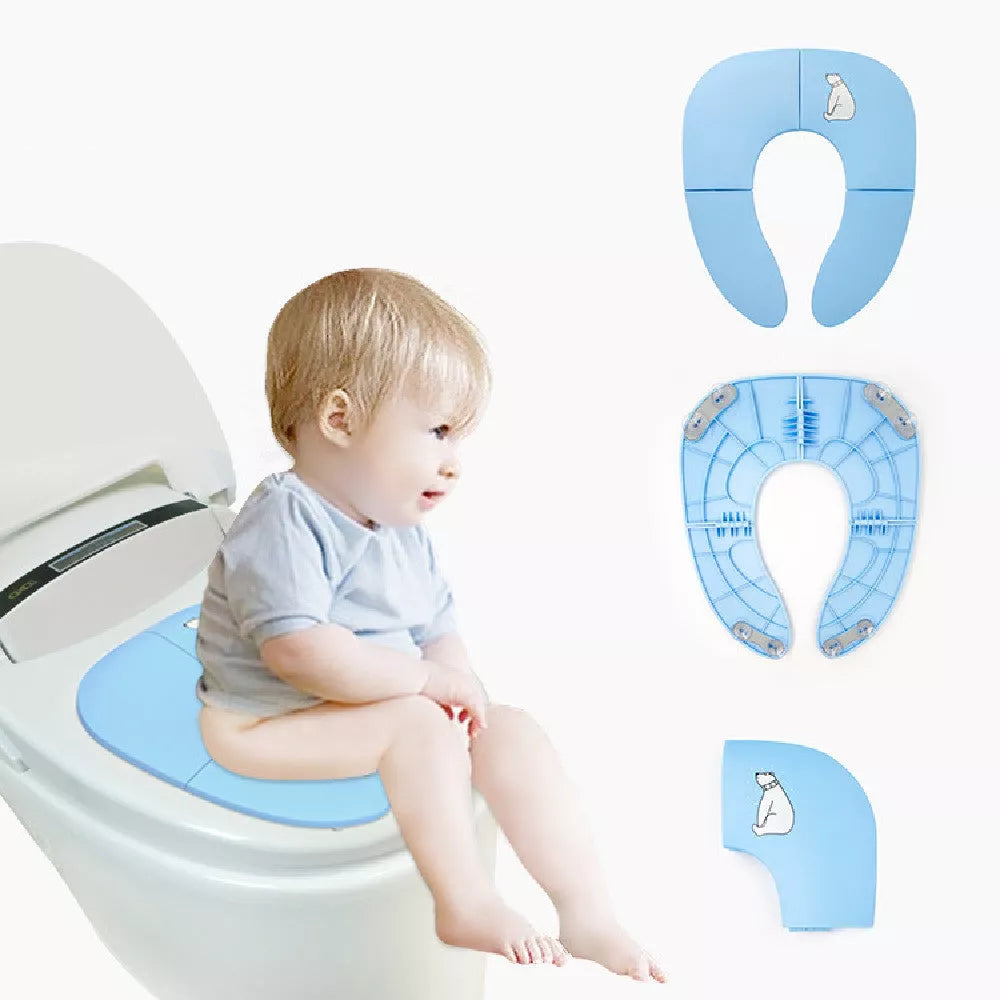 Foldable Baby Travel Potty Seat in pink, yellow, or blue, perfect for on-the-go potty training