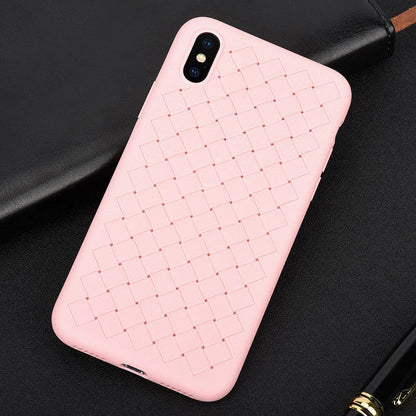 Stylish and protective iPhone phone case with a unique grid-weave design for enhanced airflow and cooling