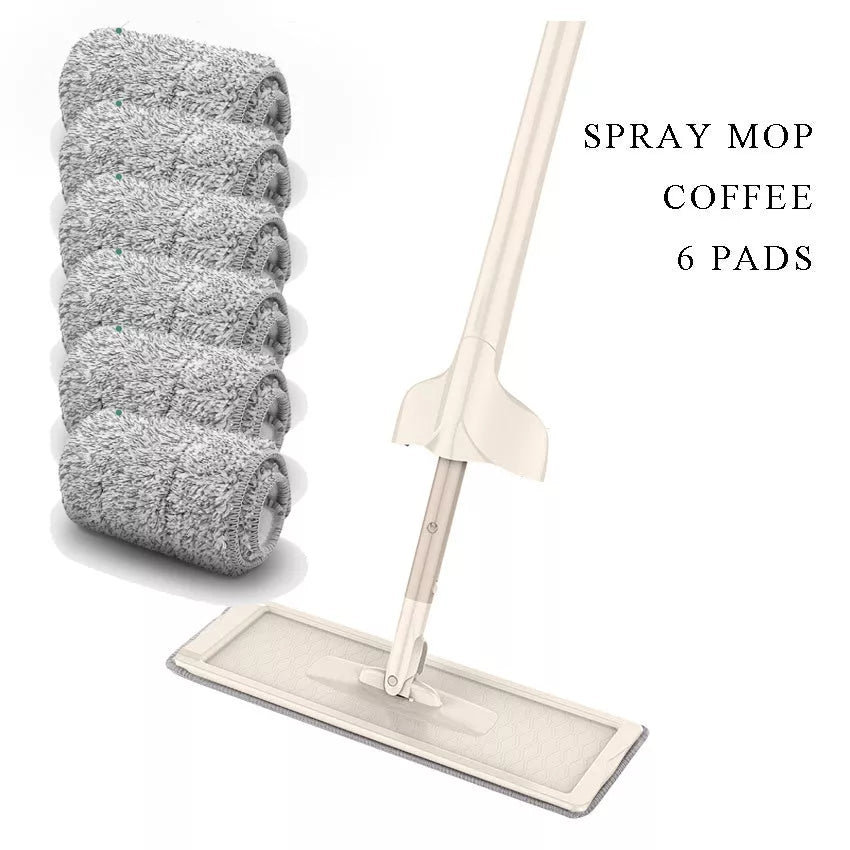 Spray Flat Mop with no hand wash feature and stainless steel bar for efficient cleaning