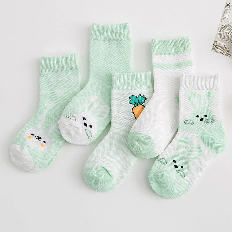 Premium cotton baby socks in various vibrant colors and sizes for boys and girls