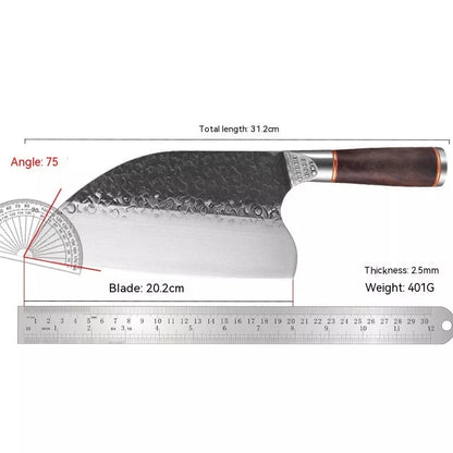 Forged Hammer Pattern Cutting Tool Stainless Steel Set with various knives and sheaths