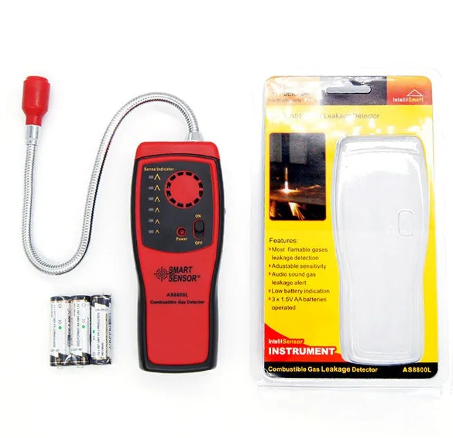 AS8800L portable flammable gas detector alarm unit showing LED indicator lights