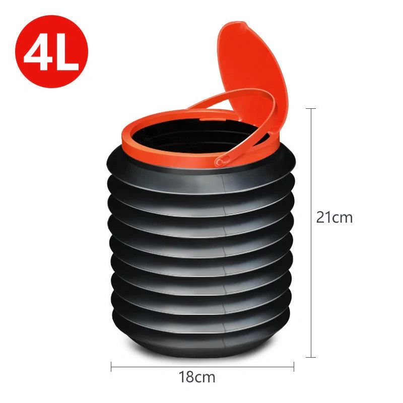 Vehicle-mounted retractable fishing car washing bucket in black and red