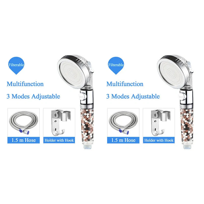 Household Negative Ion Pressurized Shower Head with adjustable modes and water-saving feature