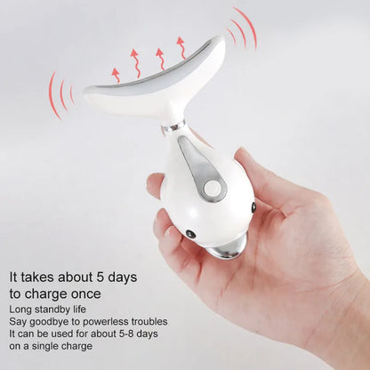 White neck massager for neck wrinkles, 120 x 83 x 50 mm, ABS and PC housing, USB rechargeable
