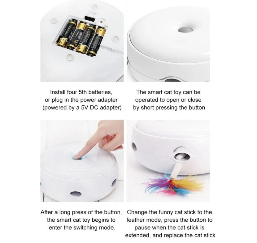 Automatic donut electric cat toy with feather accessories for engaging play