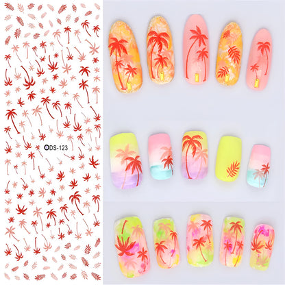 Watermark nail sticker decal sheet with transparent scratch-resistant film and colour options DS103 to DS125.